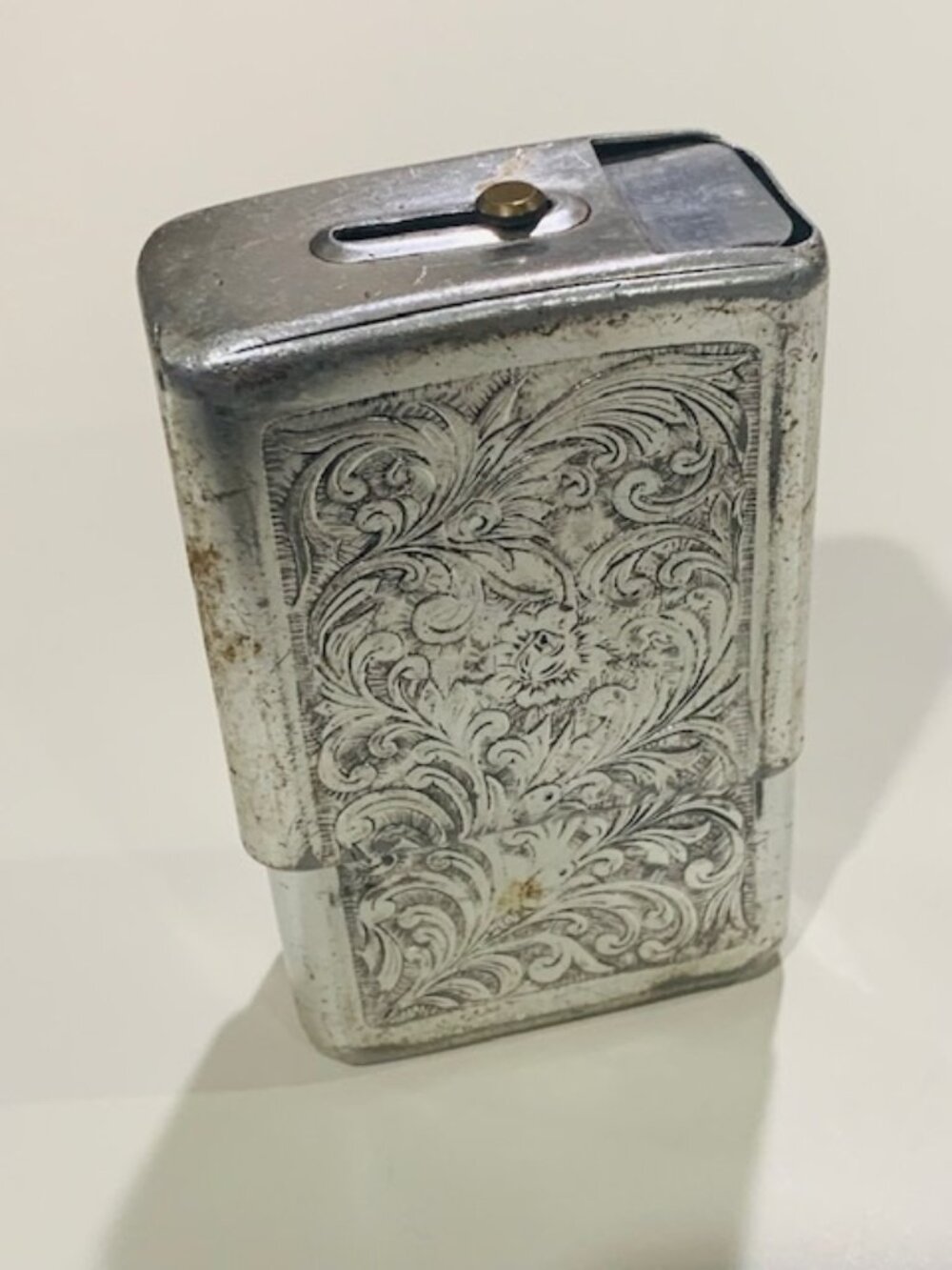Vintage Aluminum Cigarette Case Park Industries Floral Design Murfreesboro TN
